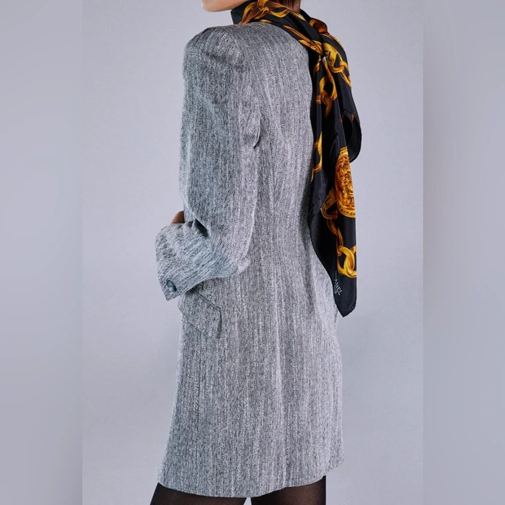 Vintage Christian Dior The Suit Grey Blazer Jacket, Shoulder Pads Removed